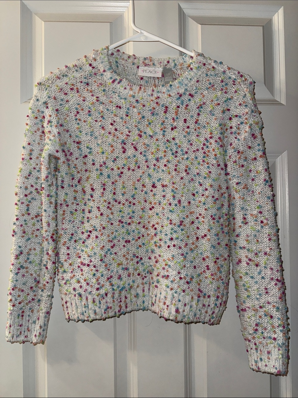 The Children's Place White w/ silver tinsel w/ colorful Confetti Dot Sweater